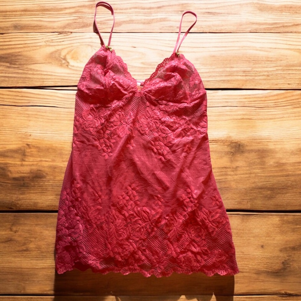 Victoria’s Secret Pink Lace Chemise Slip Dress Women’s‎ M | Hot Pink Lingerie